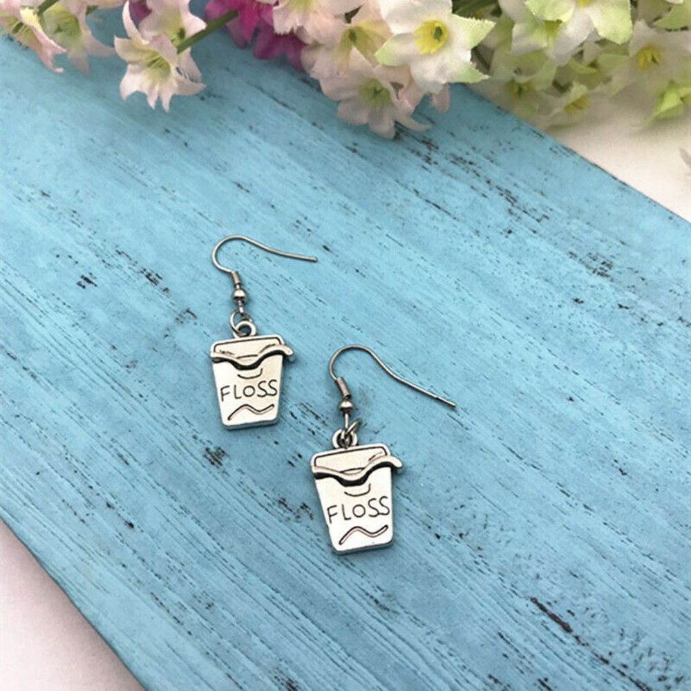Dental Floss Silver Earrings